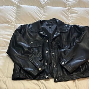Forever 21 Black Faux Leather Outerwear